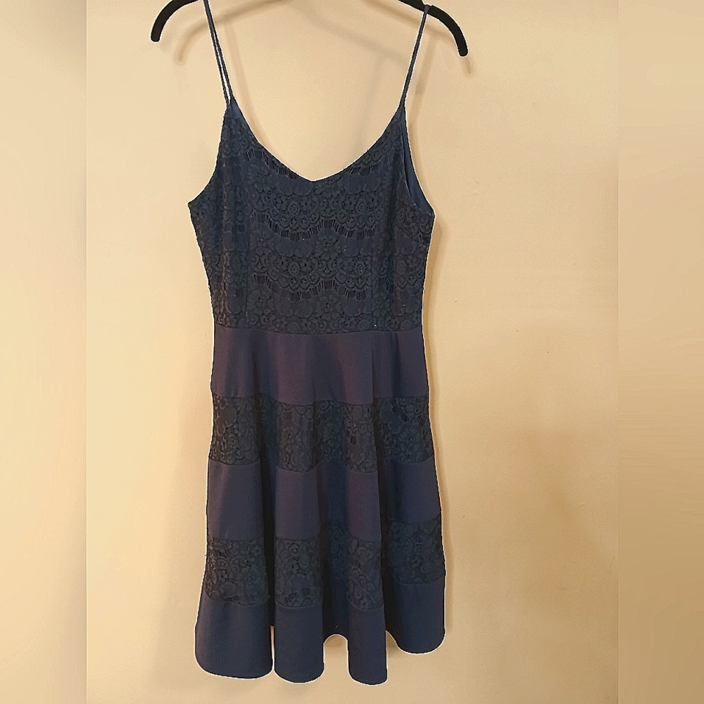 Elegant Navy Lace Dress